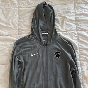 Nike Michigan State Spartans Dark Gray Hoodie with Emblem Mediu